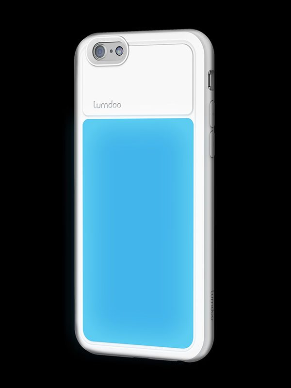 Lumdoo Duo Cover for iPhone 6 with Original Night Glow Effect + Lumdoo Light Pen (White/Blue)