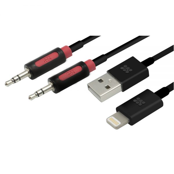 Promate linkMate.LTA Apple Lightning Sync & Charge Cable with Audio Line-in Cable