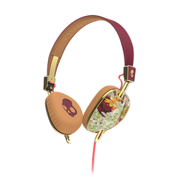 Skullcandy Knockout with Mic On-Ear Headphones - Floral/Burgundy