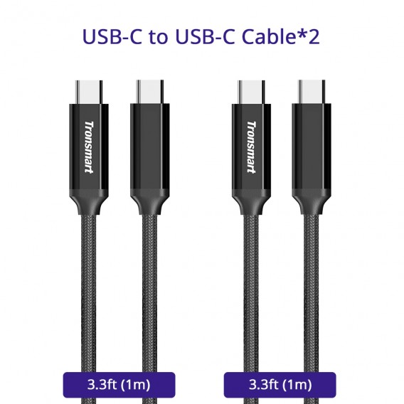 Tronsmart CPP2 Powerlink Braided Nylon USB C to USB C 2.0 Cable 3.3 Feet 2 Pack