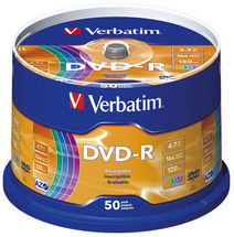 Verbatim DVD-R 16X 5 Color 50pk Spindle