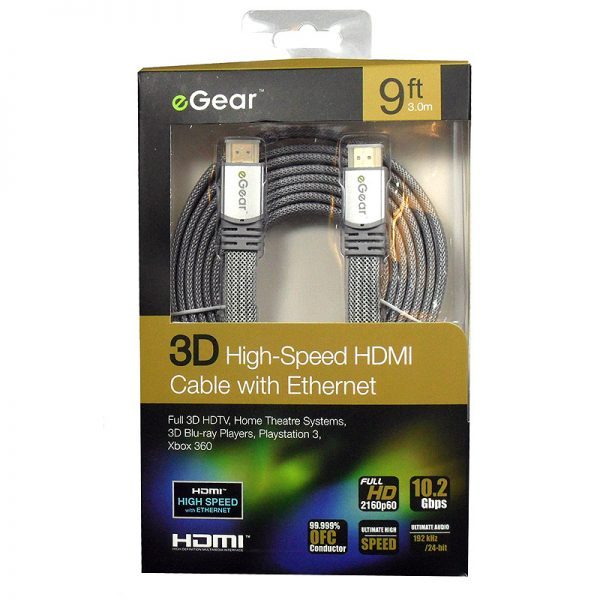 eGear 3D High Speed HDMI Cable with Ethernet 9ft (3m) Silver